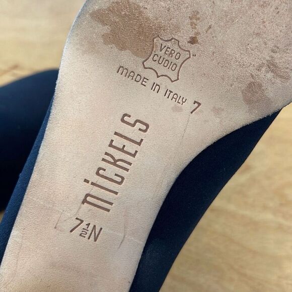 Nickels Italy Womens Square Toe Suede Block Heel Slip-on Pumps Black Size 7.5 - Picture 10 of 11